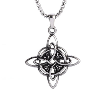 Witch Knot Necklace – Stainless Steel Magic Celtic Knot Pendant, Pagan Witchcraft Symbols, Jewelry Gift for Women