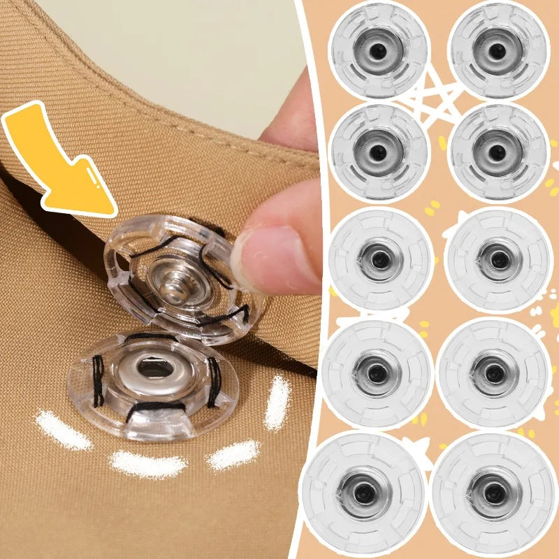 DIY Transparent Plastic Snaps – Invisible Seamless Fasteners, Durable Button Alternatives for Shirts & Dresses