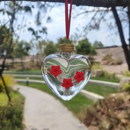 PET Hummingbird Feeder – Transparent Spherical & Heart-Shaped Hanging Bird Feeder with 3 Leak-Proof Ports