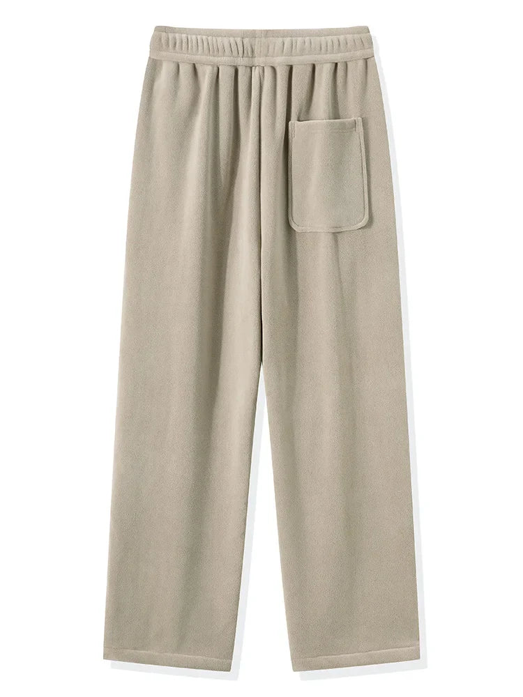Winter Men’s Korean Fashion Fleece Sweatpants – Thick Warm Wide Leg Loose Thermal Track Pants