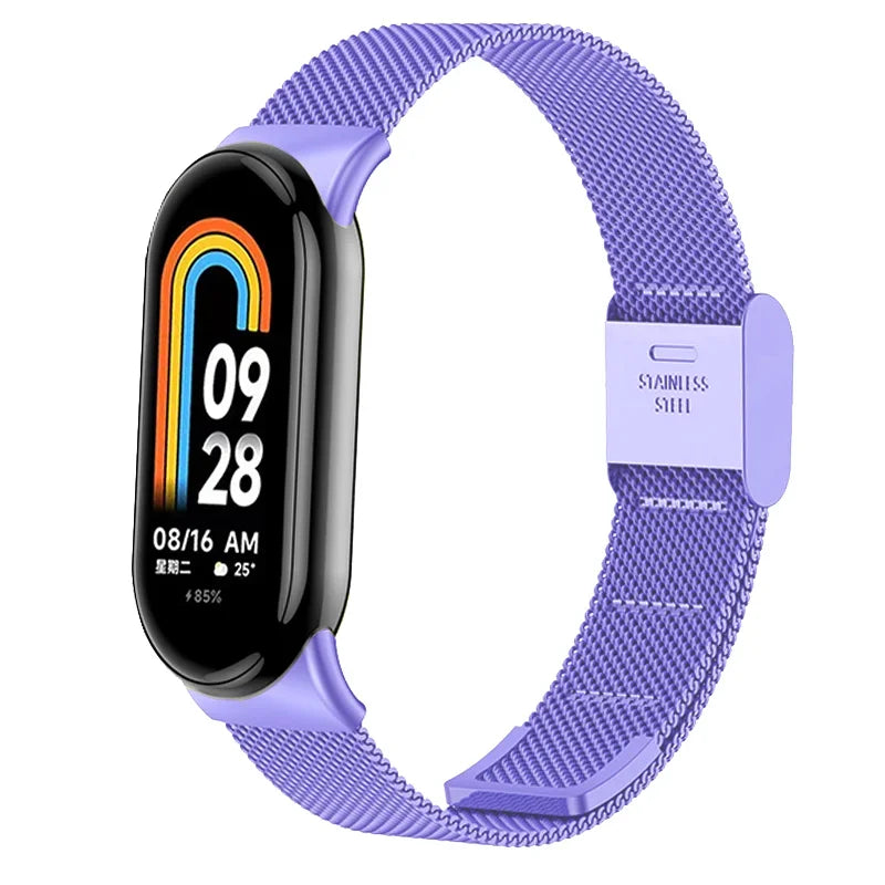 Stainless Steel Mesh Strap for Xiaomi Mi Band 9 & 8 – Metal Replacement Watchband Accessory