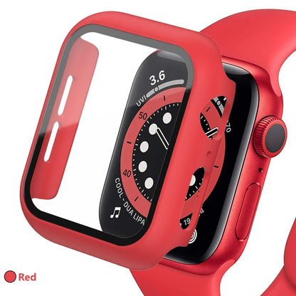 Tempered Glass Screen Protector Case for Apple Watch - Series 8 7 6 SE 5 4 3 Protective Cover Accessories 41mm 40mm 44mm 45mm 42mm