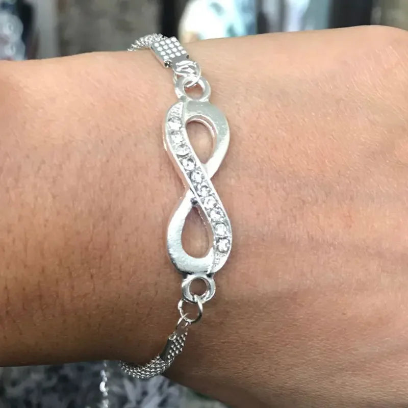 Rhinestone Infinity Bracelet: 8 Number Pendant Charm Couple Bracelets - Men's and Women's Jewelry for Lover, Friend, Women Gifts