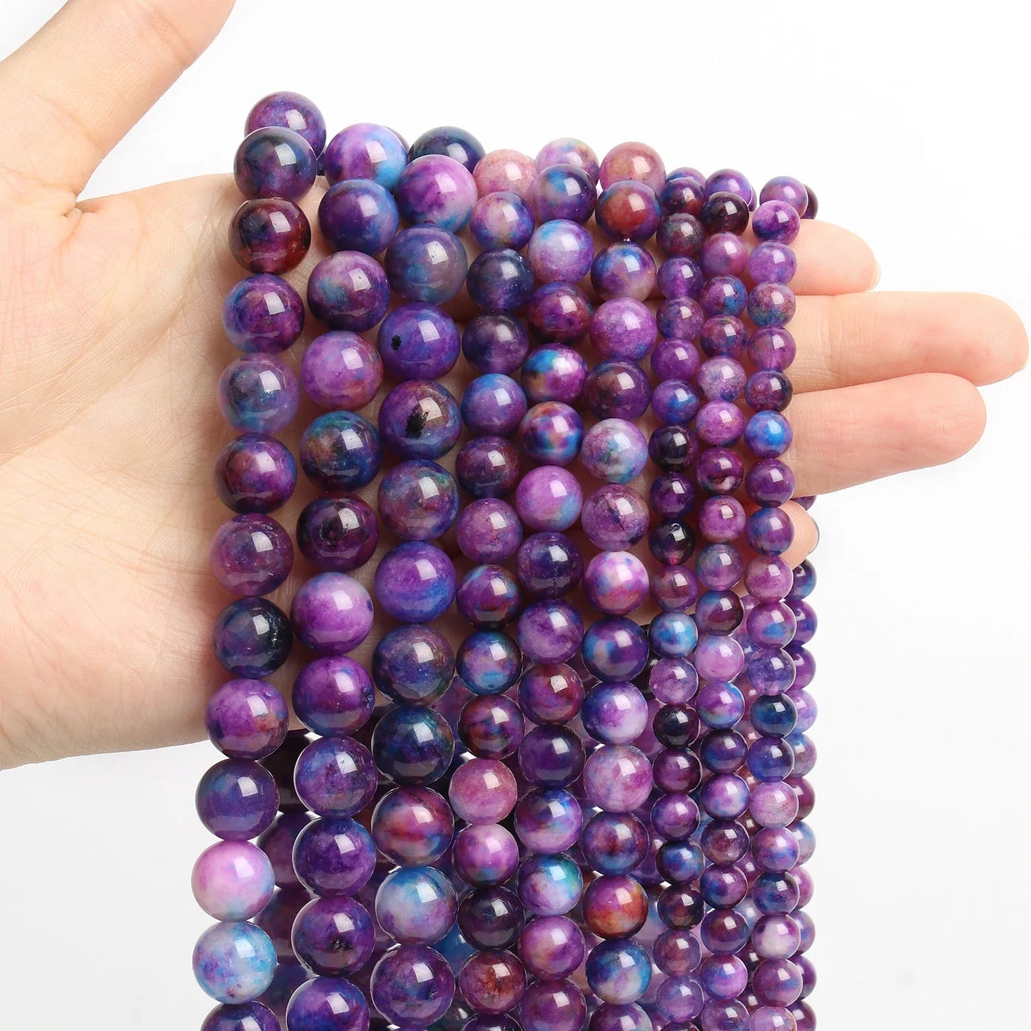 Natural Flame Stone Beads - Yooperlite & Fire Sodalite Loose Spacer Beads for DIY Bracelets and Necklaces