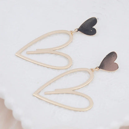 2024 Trendy Heart Dangle Earrings — Double-Layer Love Pendants for Women, Bohemian Hanging Ear Jewelry