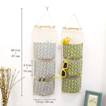 3-Pocket Hanging Wall Organizer — Waterproof Closet Storage Bag with Bear & Flamingo Design for Home Decor and Sundries