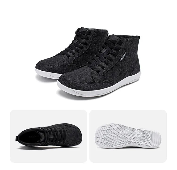 HOBIBEAR Mid-Top Barefoot Shoes – Unisex Wide Toe Canvas Sneakers for Walking & Outdoor