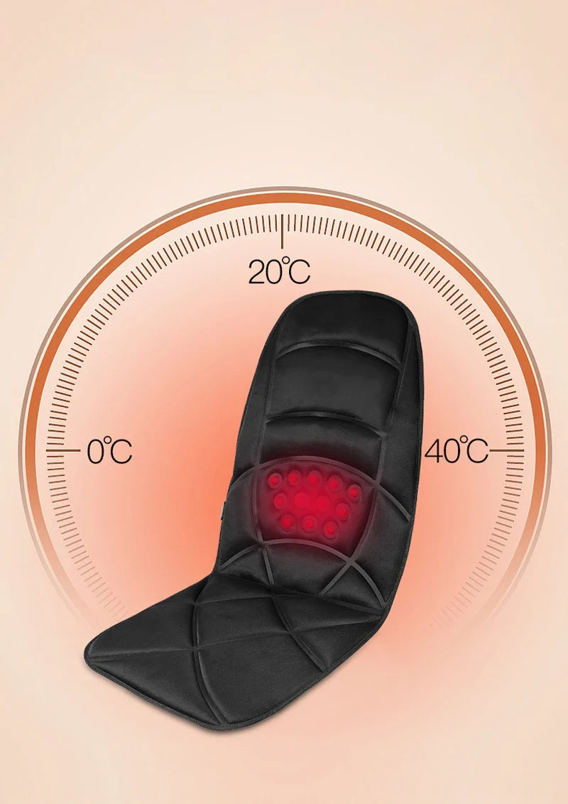 Electric Lumbar Massage Cushion | Car, Home & Office Heated Vibrating Neck & Back Pain Relief Pad