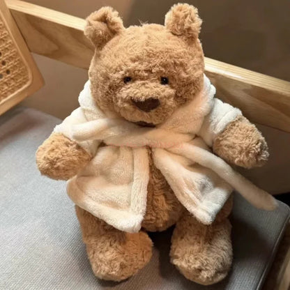 Jellycat Spot Barcelona Bathrobe Bear – Eggplant & Strawberry Bear Dolls, Cute Soothing Companion for Children's Festival Gifts
