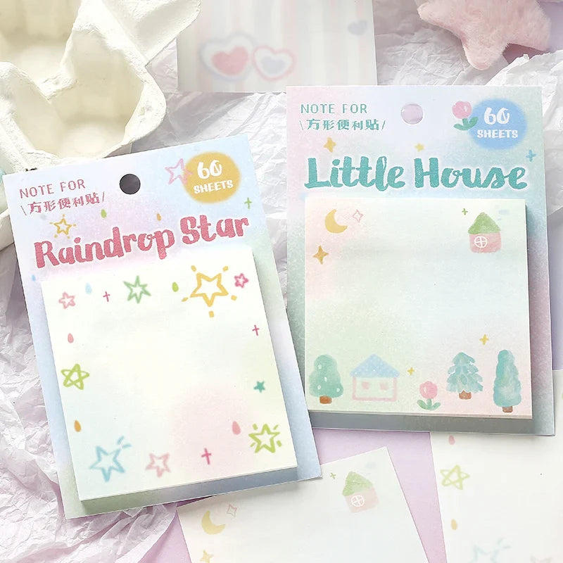 60PCS Kawaii Message Memo Paper Set - DIY Scrapbook Background Sheets for School, Office & Handmade Crafts