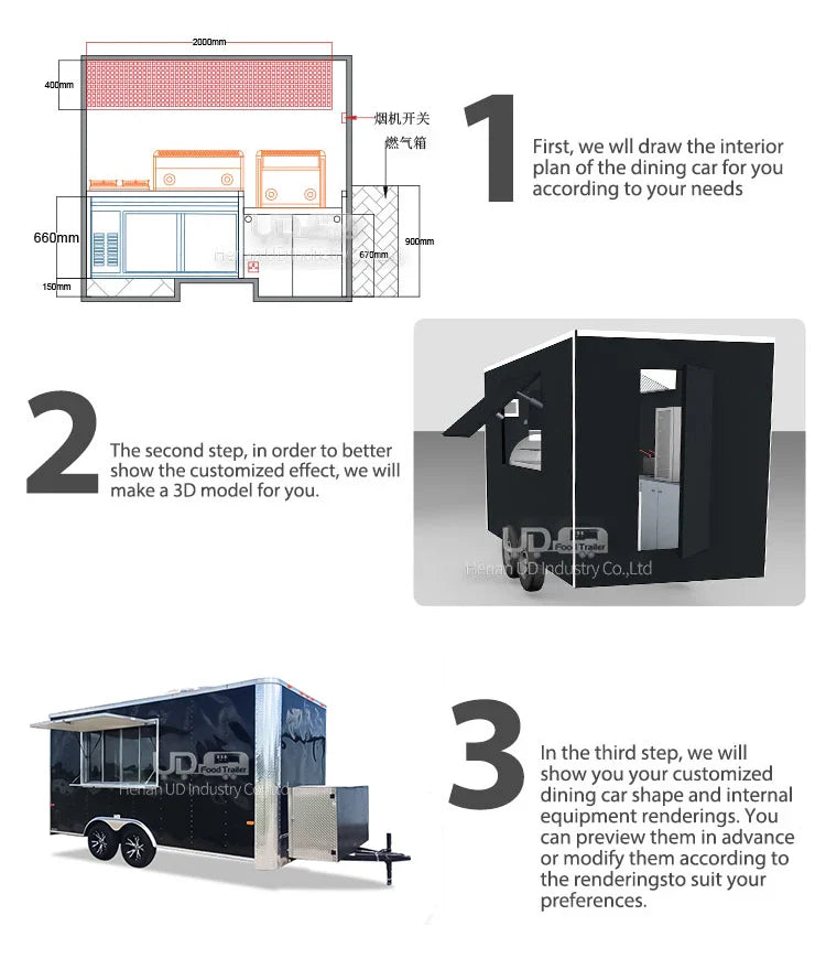 Mobile Fast Food Trailer – Fully Equipped Enclosed BBQ Vending Cart & Restaurant Food Truck with Full Kitchen