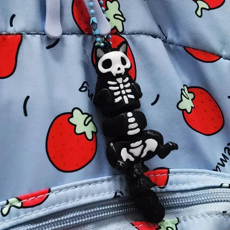 Personalized Skeleton Cat 3D Keychain – Backpack & Car Charm, Perfect Halloween & Christmas Gift