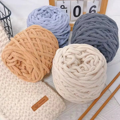 3PCS 300g Soft Chenille Knitting Yarn – Thick Ice Strip Cotton Wool Yarn for DIY Handmade Blankets, Scarves & Craft Projects