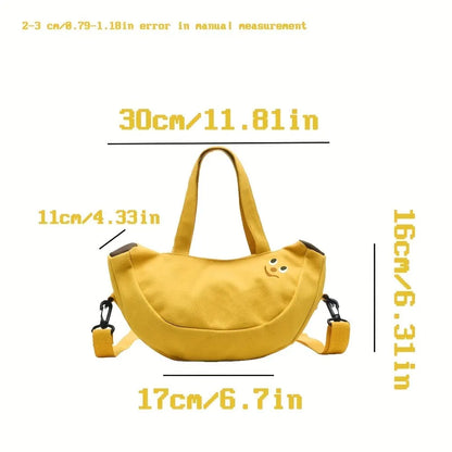 Cartoon Women's Crossbody Bag: Fashionable and Versatile Banana Shoulder Bag - Hand-held Canvas Women's Bag