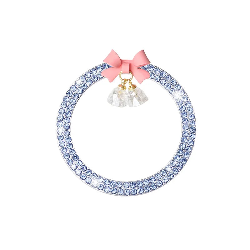 Rhinestone Bow Car Start Button Trim - Sparkling Diamond Decorative Ring Protective Cover for Auto Accessories
