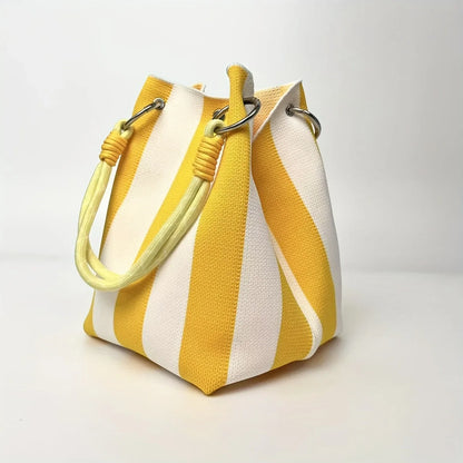 2025 Retro Floral Knitted Handbag – Mixed-Color Tote Bag with Safety Clasp Closure