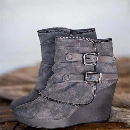 Women's Chunky Ankle Boots - Warm Retro Handmade Fashion Winter Boots
