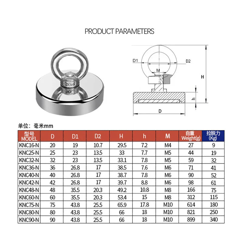Super Powerful Neodymium Magnets N52 - Strong Magnet for Magnetic Fishing, Search Hook, Magneat Magnetti, Neomidium Imans