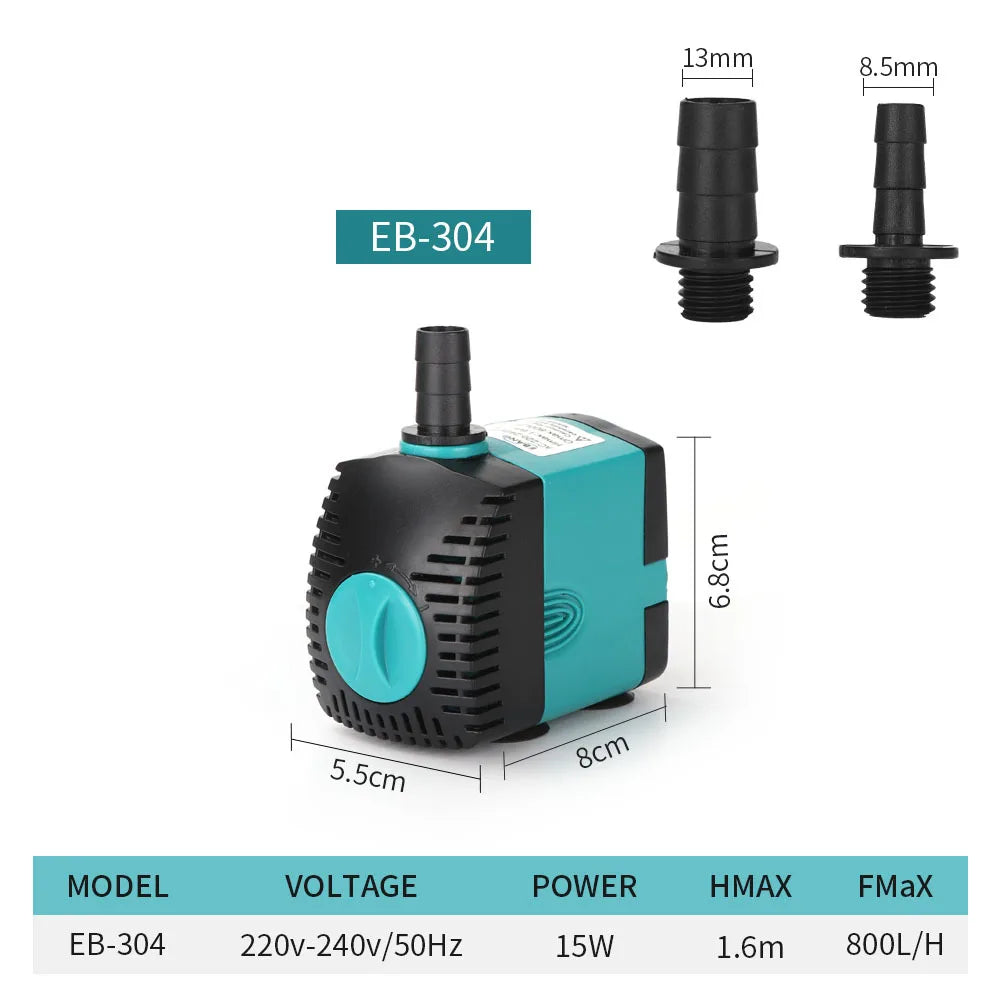 Ultra-Quiet 3-60W Submersible Water Fountain Pump - Filter for Fish Pond & Aquarium, EU/US 220V-240V