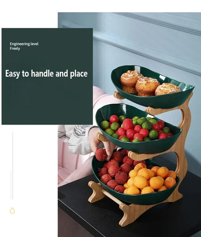 2/3 Layer Fruit Plate & Snack Dish - Modern Plastic Candy Basket, Cake Stand & Salad Bowl for Home Living Room