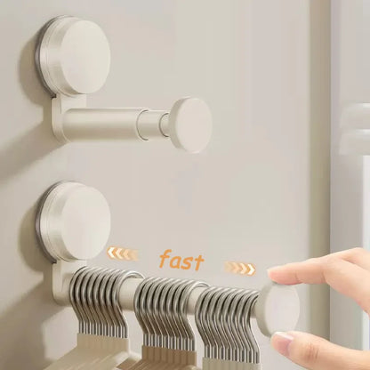 AOBT No-Drill Suction Cup Retractable Folding Hanger Rack — Adjustable-Length Wall & Door Storage