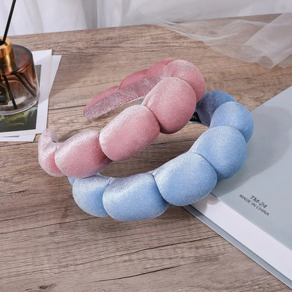Sponge Headband for Women & Girls - Puffy Hair Band, Bubble Terry Cloth Makeup & Spa Accessory, Retro Hairwear