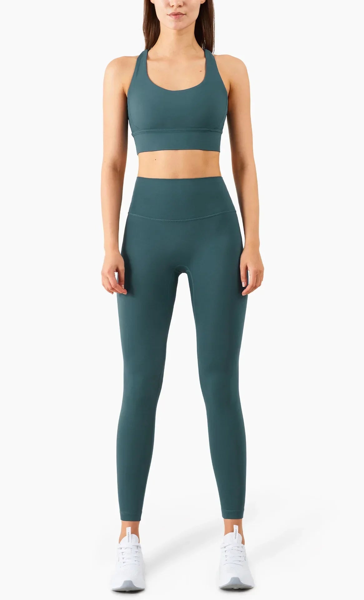 Summer 2 Piece Women's Yoga Tracksuit - Cross-Back Nylon Top and Leggings Athletic Set for Pilates and Fitness