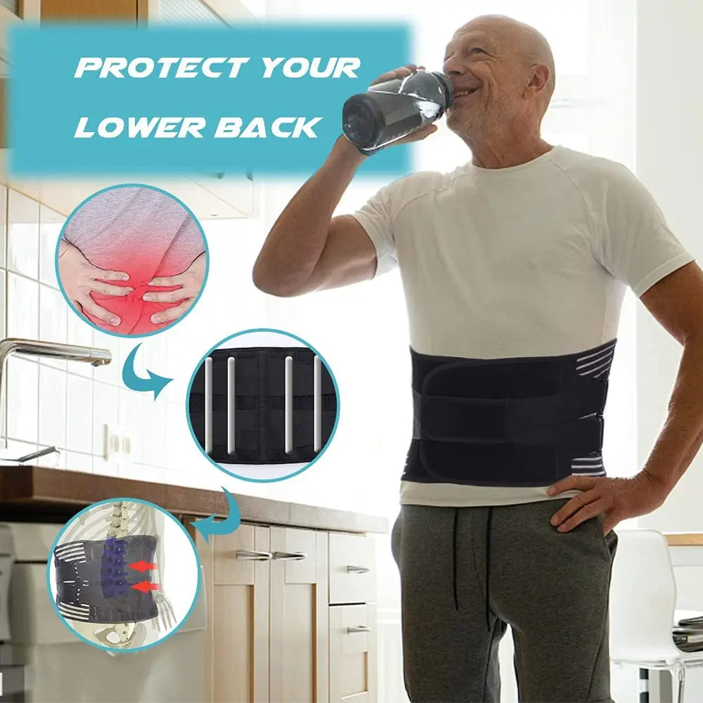 Double Pull Lumbar Support Belt — Orthopedic Waist Corset for Men & Women | Spine Decompression, Back Pain Relief & Waist Trainer Brace