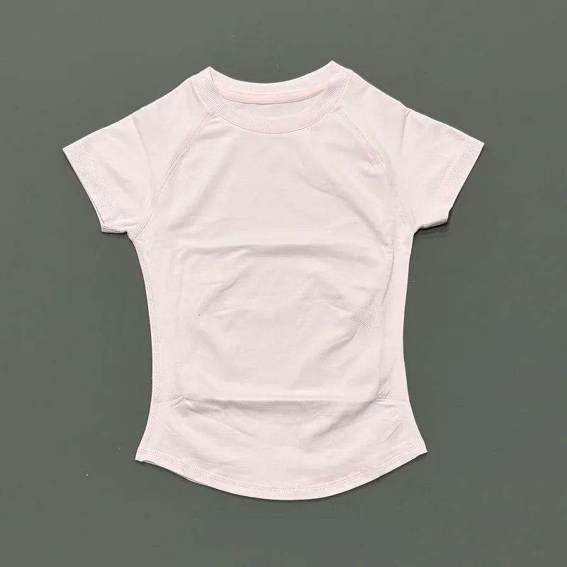 Women’s Seamless Sports Top – Short Sleeve Slim Fit Yoga & Gym Running Fitness Activewear T-Shirt Athletic Workout Tee