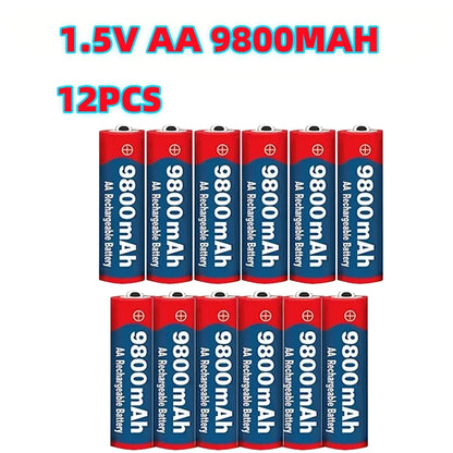 1.5V AA 9800mAh Rechargeable Battery – High-Quality Original AA for LED Lights, Toy Cameras, Microphones