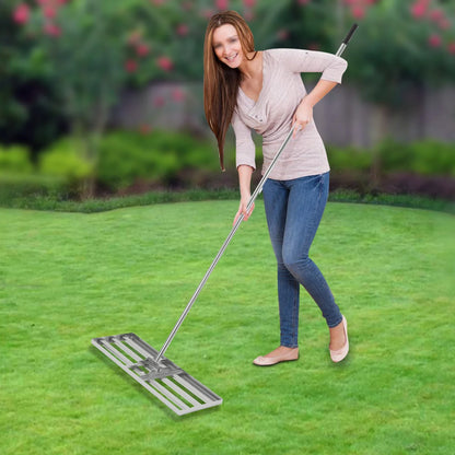 Professional Adjustable Lawn Rake – 50-180cm Handle, 180° Rotating Soil & Grass Leveling Tool for Perfect Turf 🌿