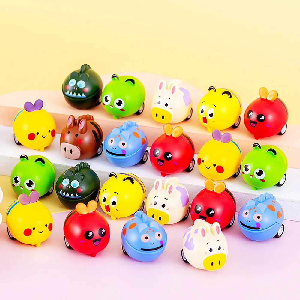 6pcs Cartoon Pet Pull-Back Car Toys – Kids Sports Toy Set, Birthday Party Favors & Pinata Gifts