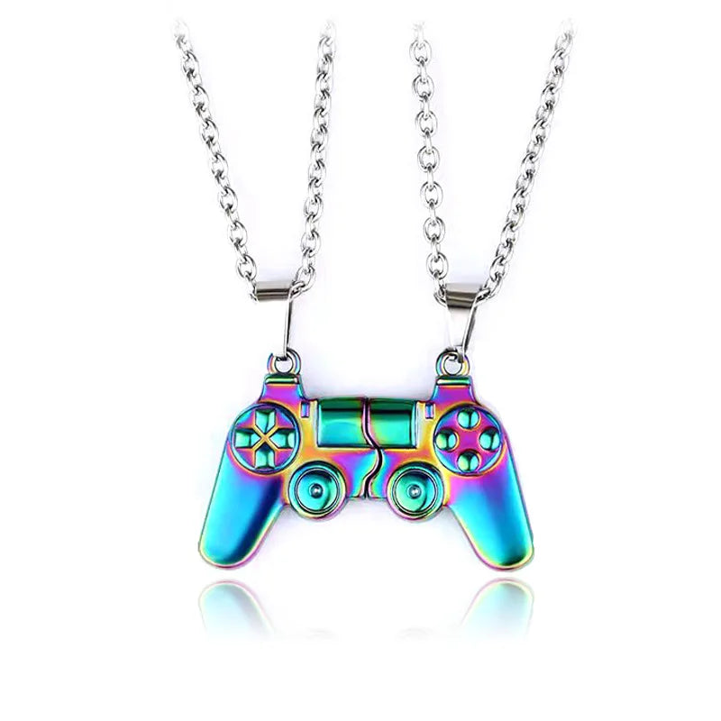 2Pcs Magnetic Couple Necklace Set – Game Controller Friendship Matching BFF Necklaces for Him & Her