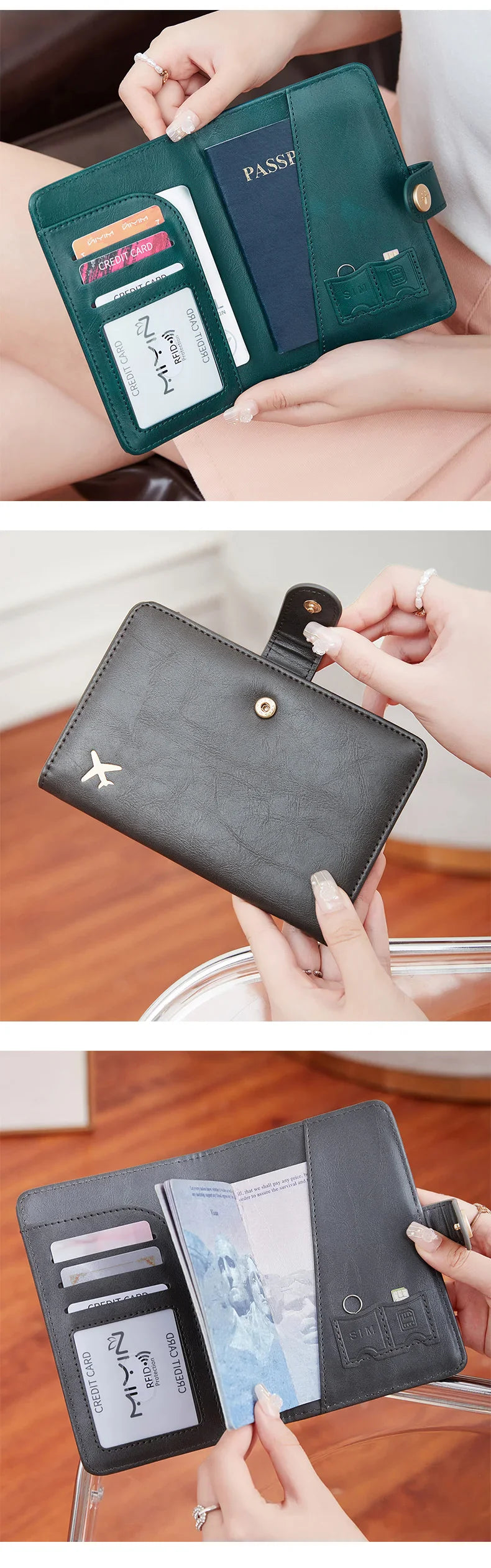 Minimalist RFID Passport Clip Multifunctional PU Leather Wallet – ID & Credit Card Holder Travel Accessory