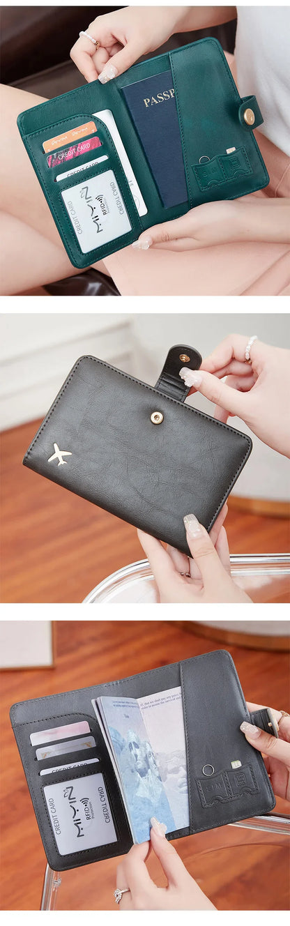 Minimalist RFID Passport Clip Multifunctional PU Leather Wallet – ID & Credit Card Holder Travel Accessory