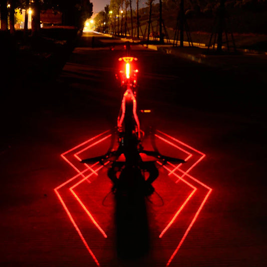 Folding Laser Bike Light - Front & Rear Safety Warning, USB Rechargeable, Waterproof Cycling Lamp