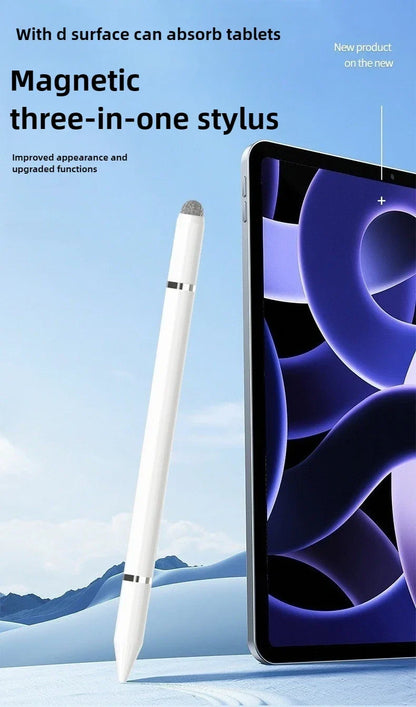 3-in-1 Magnetic Stylus Pen — Capacitive Touch Pen for iOS & Android Tablets and Smartphones, Compatible with iPad, Samsung, Xiaomi & Huawei, Drawing & Writing Tool