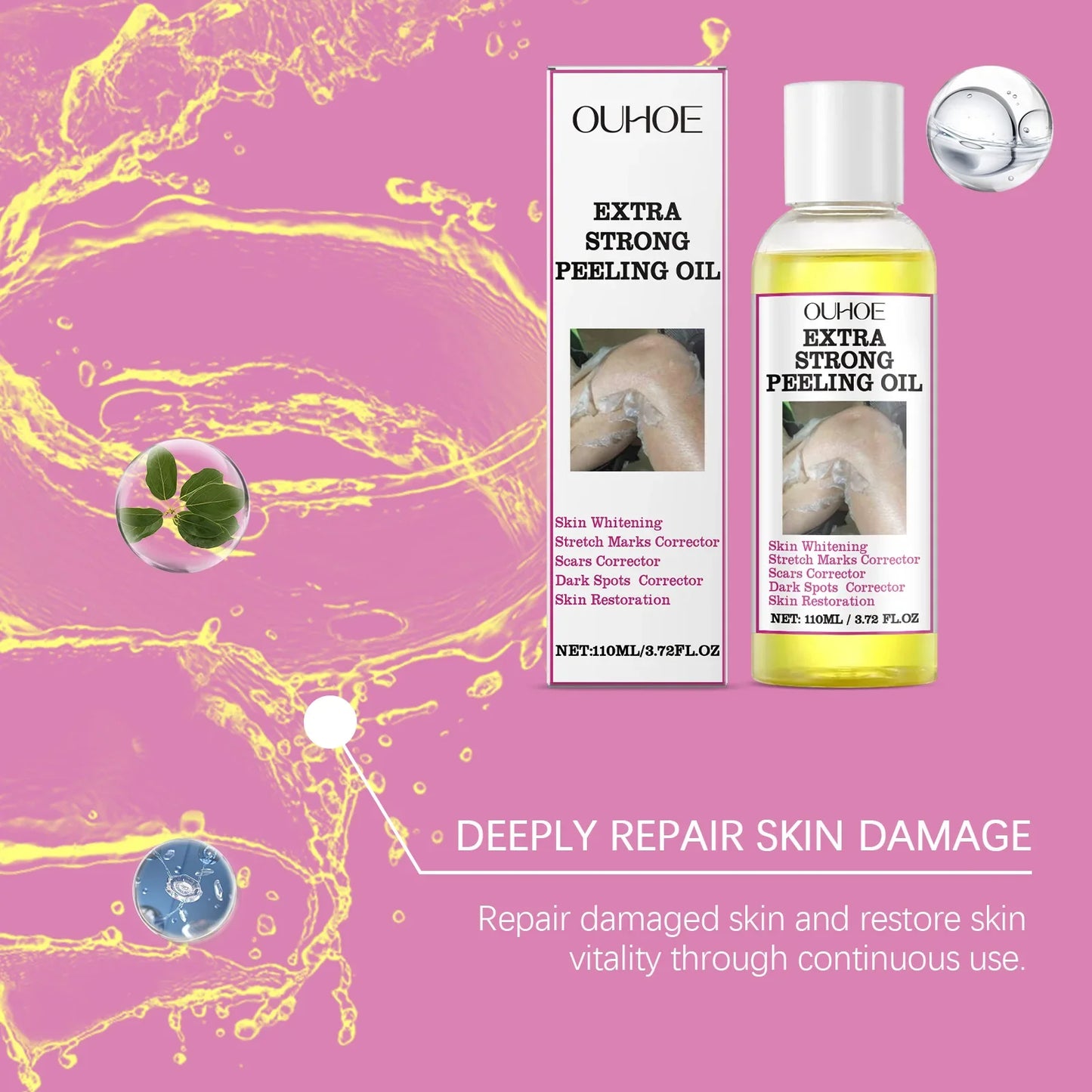 30/110ml Super Strength Yellow Peeling Oil – Brightening & Exfoliating Body Oil for Even Skin Tone & Moisturizing Care