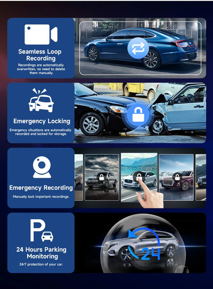 11.26-Inch 4K Dash Cam – Wireless CarPlay & Android Auto, Dual Lens DVR, Bluetooth Audio, GPS Navigation Video Recorder