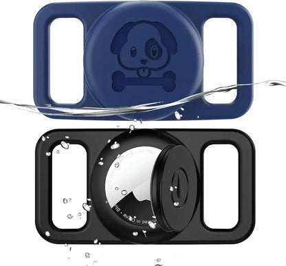 2-Pack AirTag Dog Collar Holders — Waterproof Silicone Hidden Loop Anti-Lost Tracker Accessory