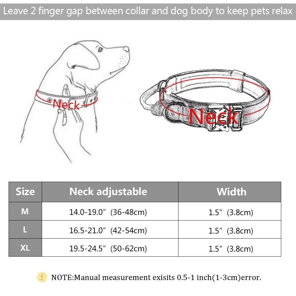 Military Tactical Dog Collar: Adjustable Nylon for Medium to Large Breeds - Durable Police K9 Gear for Walking & Training