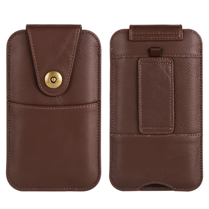 Genuine Cow Leather Phone Pouch – Men’s Waist Bag Holster for iPhone 7 to 16 Pro Max