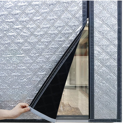 Side Zipper Cotton Curtain – Double-Layer Thickened Windproof Thermal Curtain for Cold-Proof Home Use, Customizable
