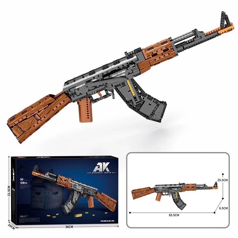 AK47 Assault Rifle Building Blocks – Military DIY Shootable Toy Gun for Kids