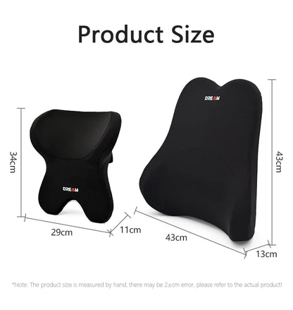 Universal Car Lumbar Support & Neck Pillow Set: Soft Memory Foam Cushion for Comfortable Driving - Back and Neck Support