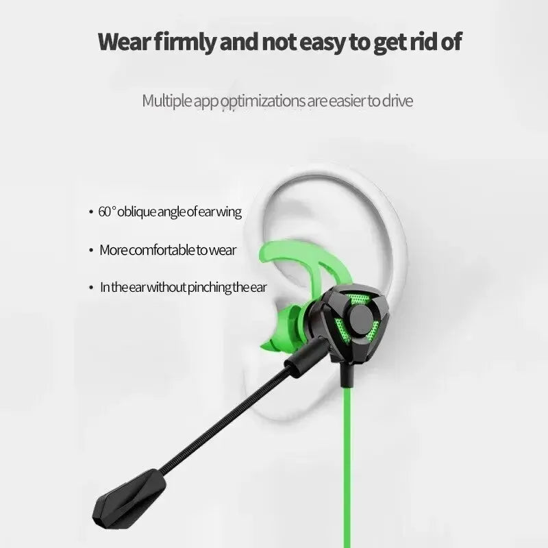 ESports Gaming Earbuds with Microphone - Noise Cancelling Wired Headset for Mobile & PC, PUBG Compatible