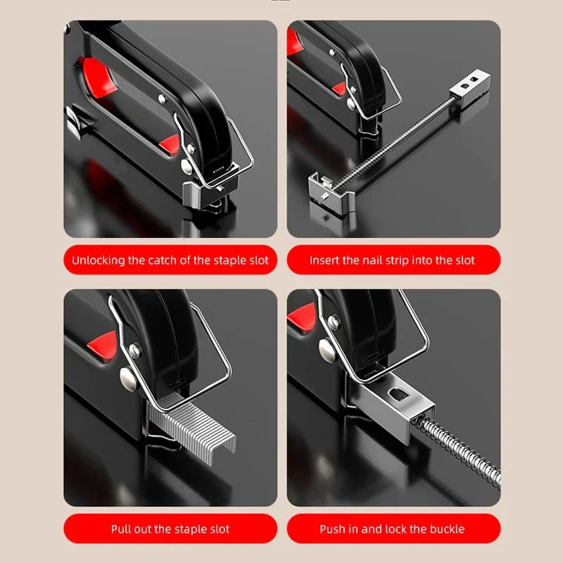 Manual Light-Duty Nailing Gun – Home & Woodworking Staple Gun for Carpentry, U/T/N Type Direct Nail Tool for DIY Projects