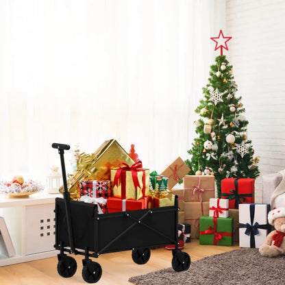 4-Wheel Foldable Garden Handcart – Heavy-Duty Portable Cargo Cart with One-Hand Carry & Easy Storage