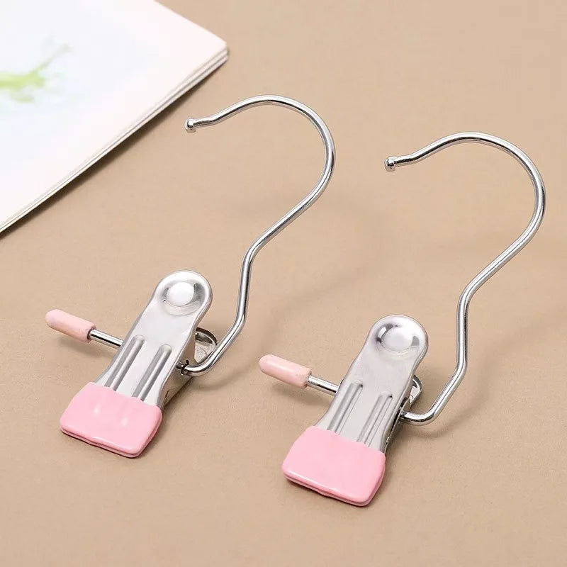 Stainless Steel Clothespins with Hook – Portable Laundry Organizer for Efficient Clothes Management & Hanging