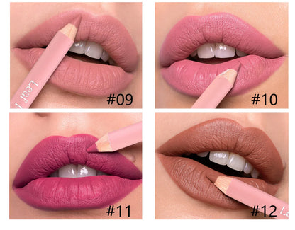 12-Color Matte Lipliner Pencil – Waterproof, Plumping Lip Liner for Natural Nude & Pink Shades | Professional Lip Contour Makeup
